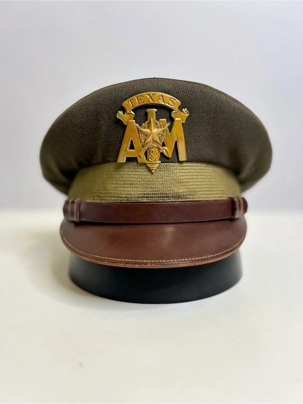 RARE VINTAGE TEXAS A&M AGGIES Crusher CADET DRESS HAT W/BADGE ROTC -Size 6 & 5/8